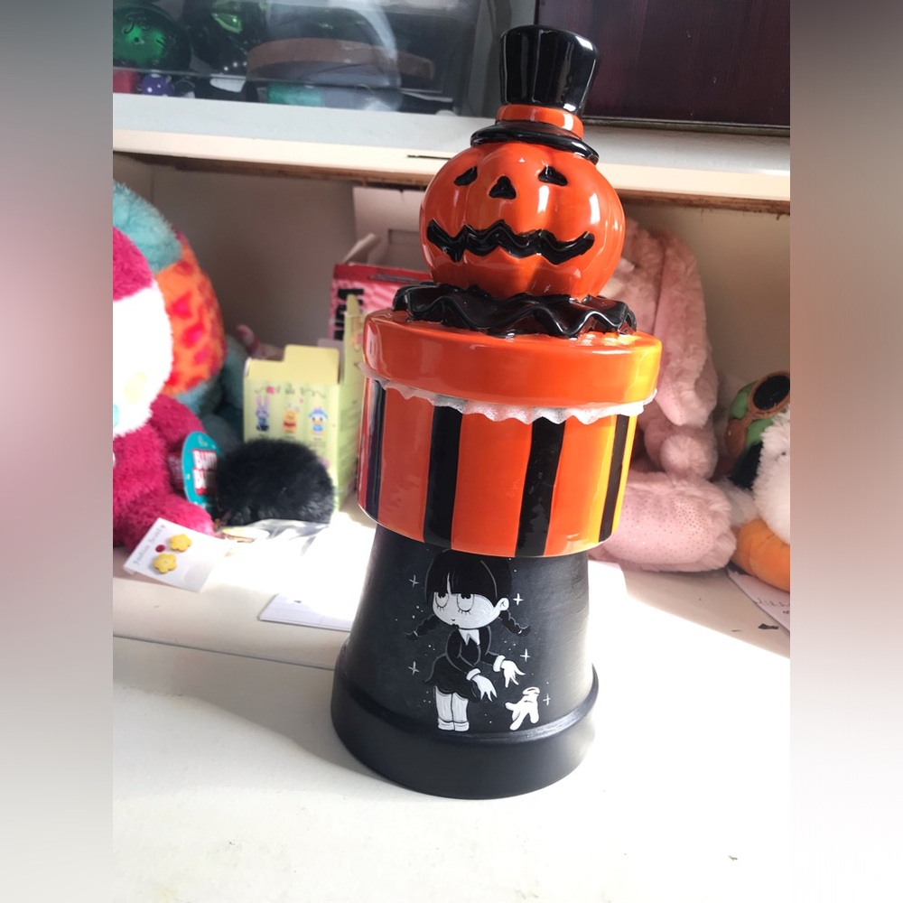 Halloween Orange and Black Pumpkin Stack Decorative Accent - Unknown Brand